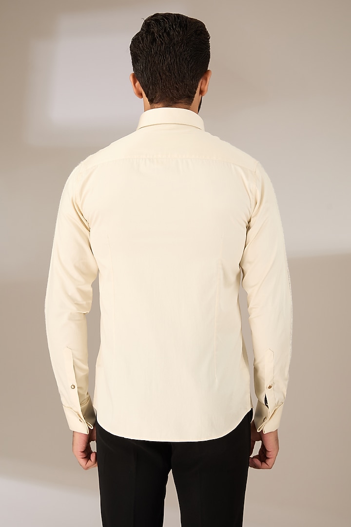 Cream Cotton Party Wear Shirt by Abkasa at Pernia's Pop Up Shop