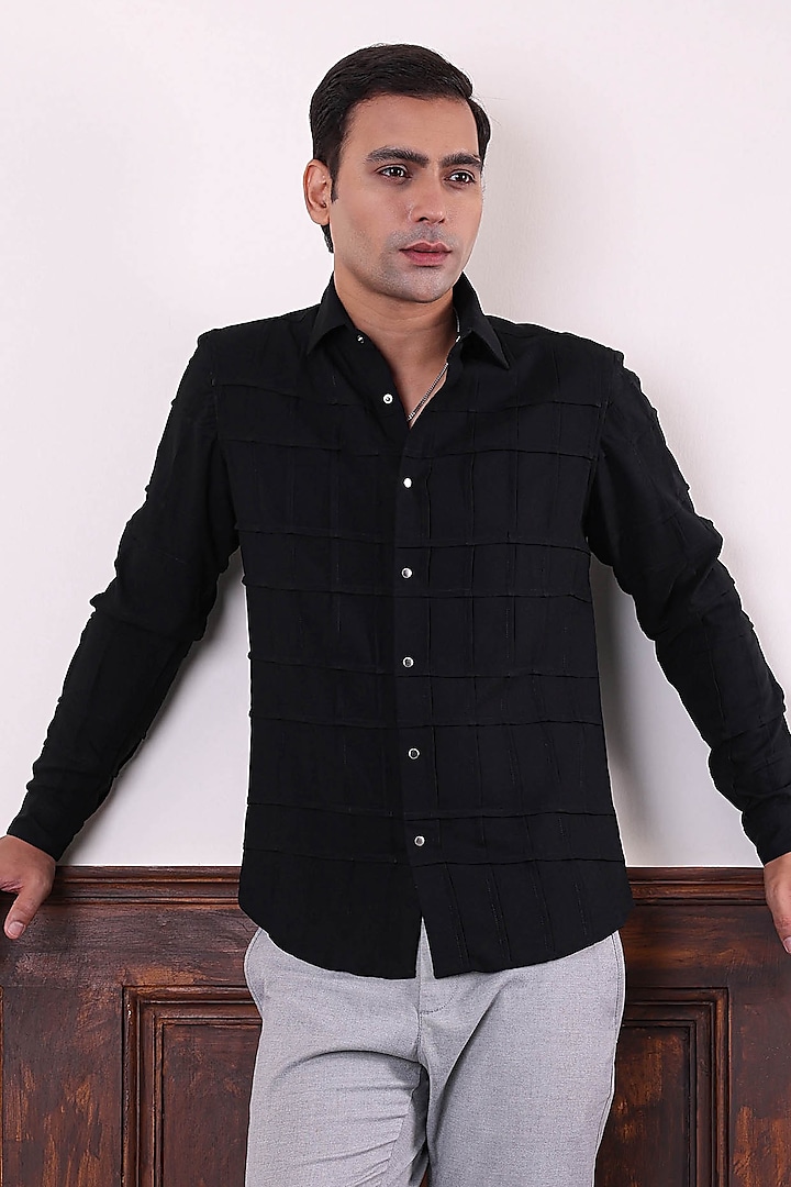 Black Poly Viscose Shirt by Abkasa