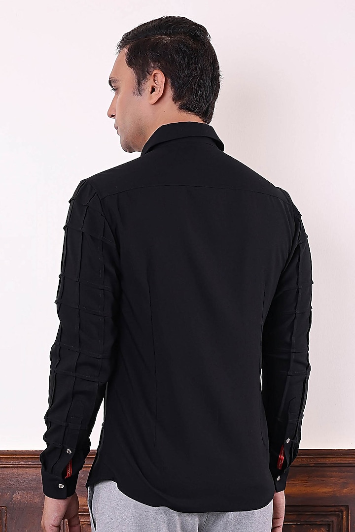 Black Poly Viscose Party Wear Shirt by Abkasa at Pernia's Pop Up Shop
