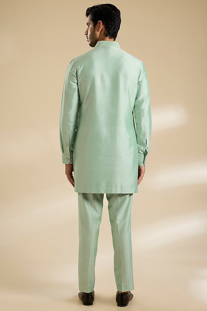 Pista Green Cotton Silk Nehru Jacket Set by Abkasa at Pernia's Pop Up Shop