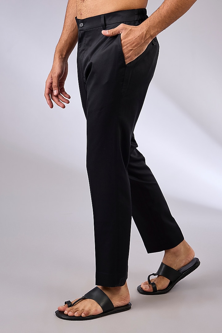 Black Modal Satin Woven Kurta Set by Abkasa at Pernia's Pop Up Shop