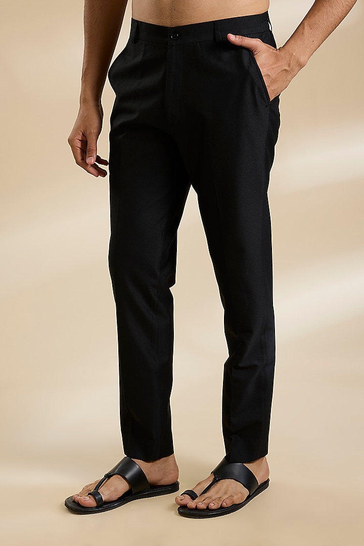 Black Cotton Silk Kurta Set by Abkasa at Pernia's Pop Up Shop