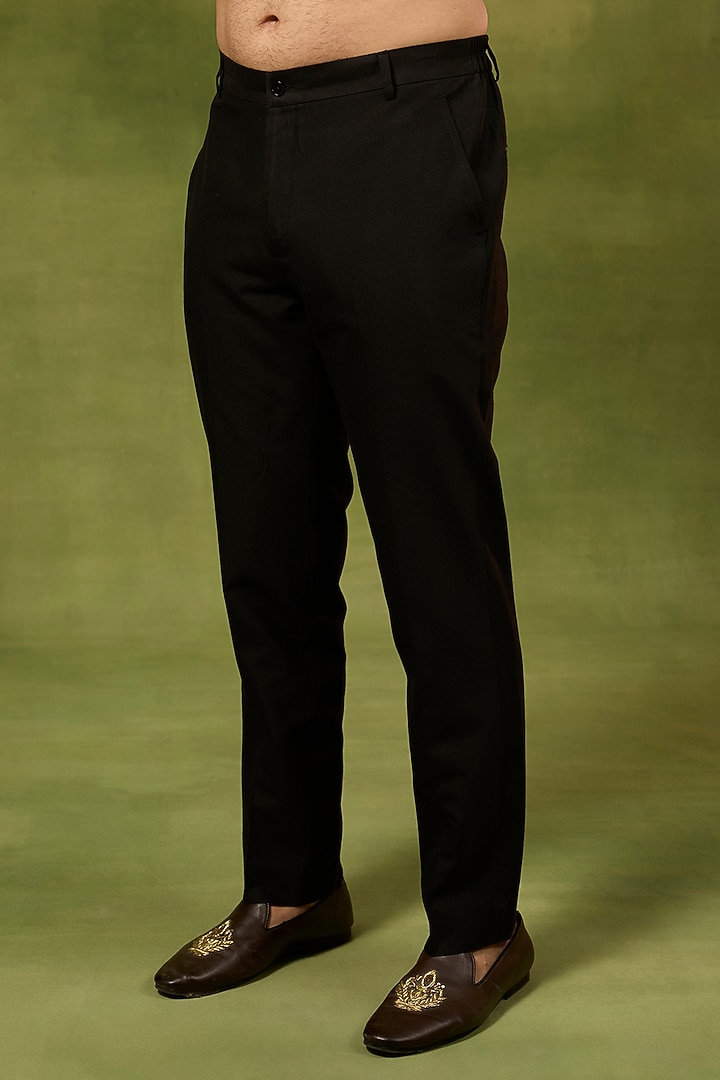 Black Silk Woven Kurta Set by Abkasa at Pernia's Pop Up Shop