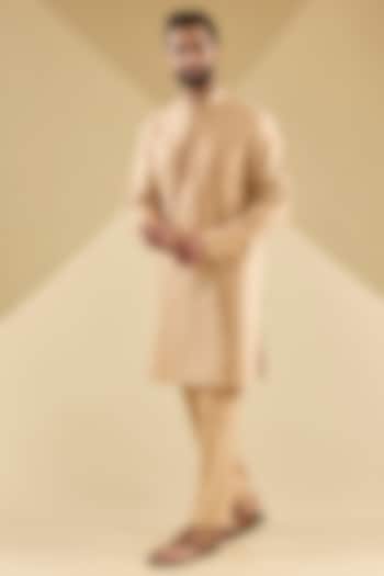 Light Orange Katan Silk Kurta Set by Abkasa at Pernia's Pop Up Shop