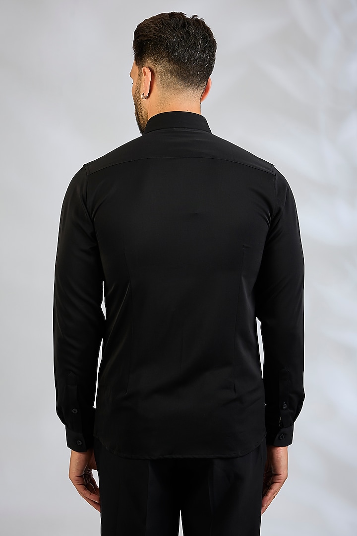 Black Cotton Party Wear Shirt by Abkasa at Pernia's Pop Up Shop