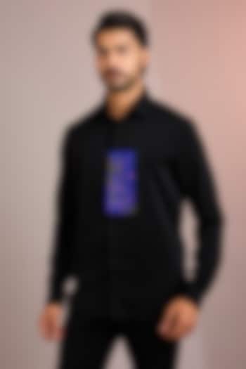 Black Cotton Party Wear Shirt by Abkasa at Pernia's Pop Up Shop