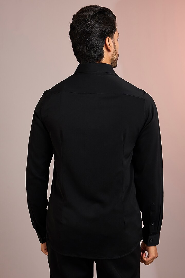 Black Cotton Party Wear Shirt by Abkasa at Pernia's Pop Up Shop