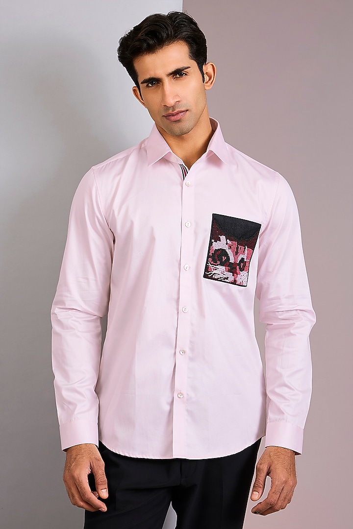 Pink Cotton Party Wear Shirt by Abkasa at Pernia's Pop Up Shop