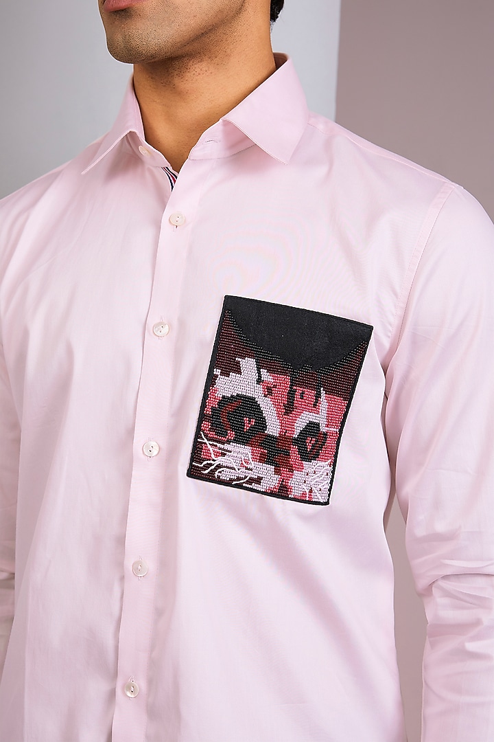Pink Cotton Party Wear Shirt by Abkasa at Pernia's Pop Up Shop