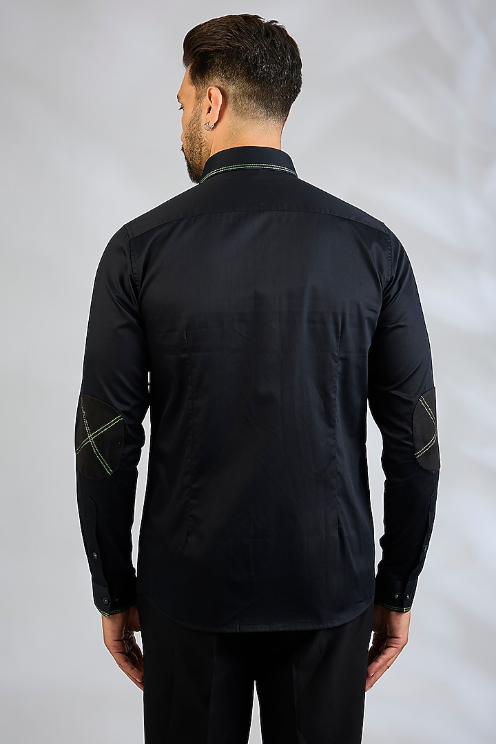 Black Cotton Party Wear Shirt by Abkasa at Pernia's Pop Up Shop