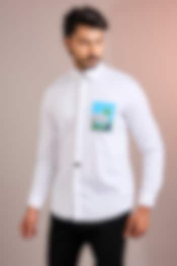 White Cotton Party Wear Shirt by Abkasa at Pernia's Pop Up Shop