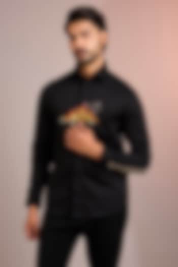 Black Cotton Party Wear Shirt by Abkasa at Pernia's Pop Up Shop