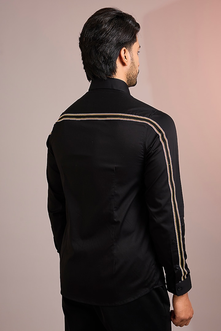 Black Cotton Party Wear Shirt by Abkasa at Pernia's Pop Up Shop