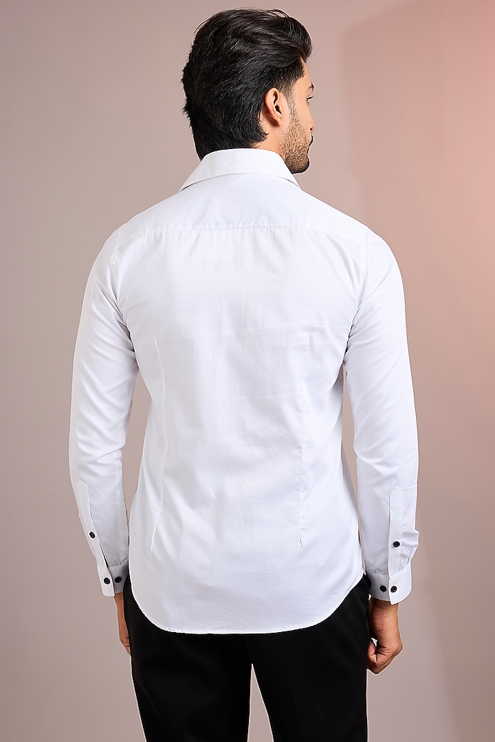 White Cotton Party Wear Shirt by Abkasa at Pernia's Pop Up Shop