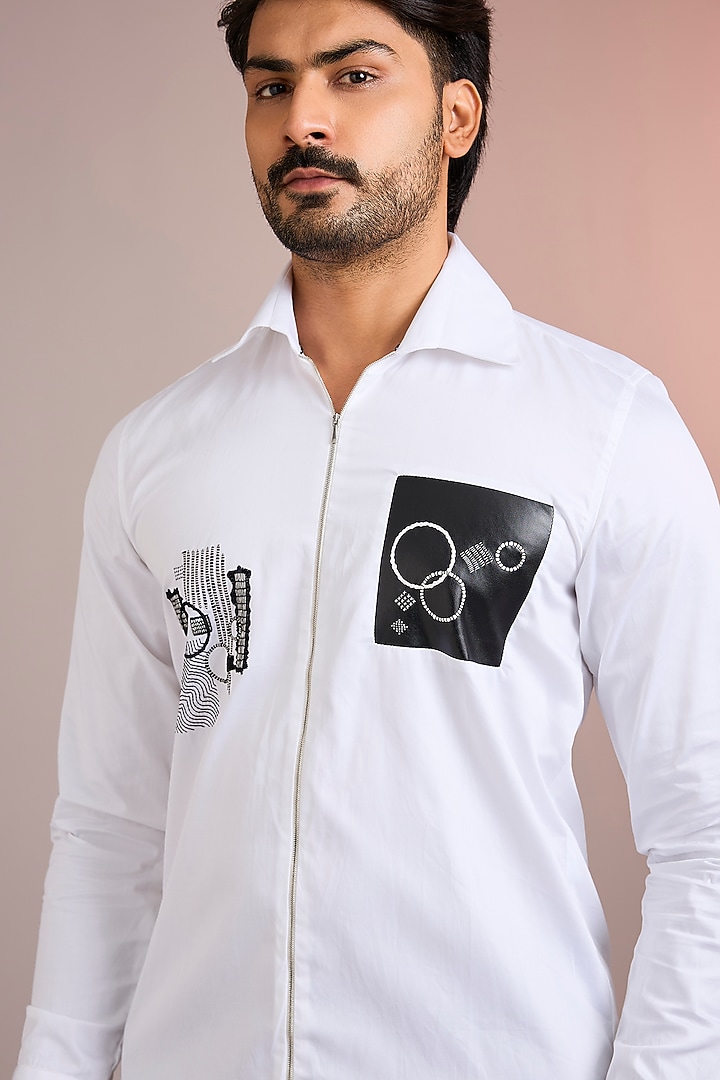 White Cotton Party Wear Shirt by Abkasa at Pernia's Pop Up Shop