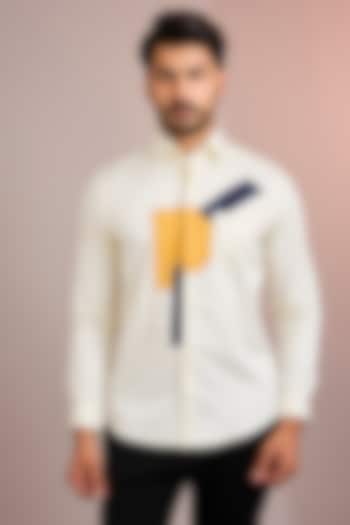 Lemon Yellow Cotton Party Wear Shirt by Abkasa at Pernia's Pop Up Shop