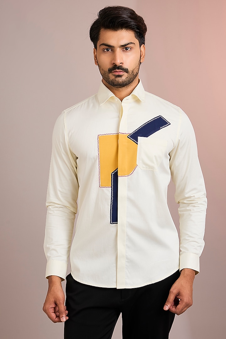 Lemon Yellow Cotton Party Wear Shirt by Abkasa at Pernia's Pop Up Shop
