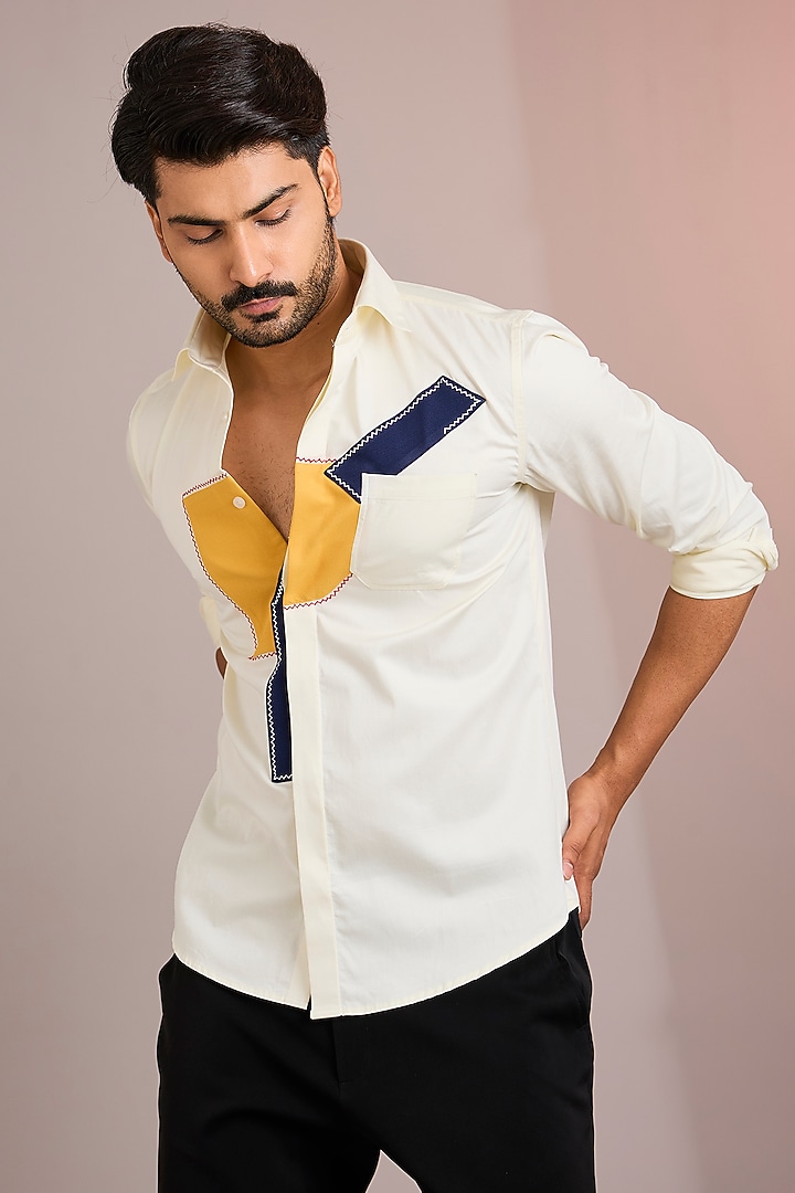 Lemon Yellow Cotton Party Wear Shirt by Abkasa at Pernia's Pop Up Shop