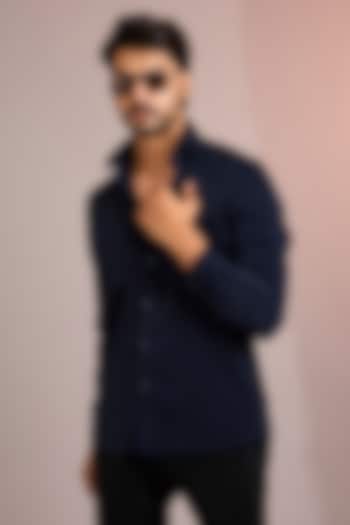 Navy Blue Cotton Summer Shirt by Abkasa at Pernia's Pop Up Shop