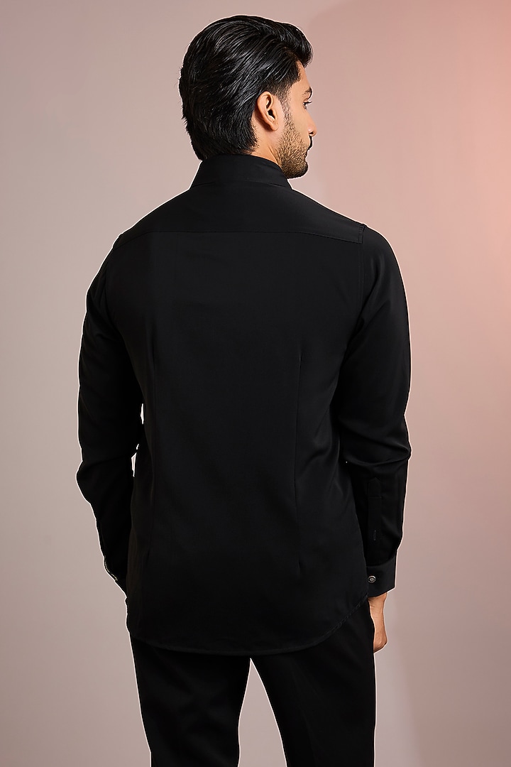 Black Cotton Party Wear Shirt by Abkasa at Pernia's Pop Up Shop