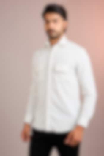 White Cotton Party Wear Shirt by Abkasa at Pernia's Pop Up Shop