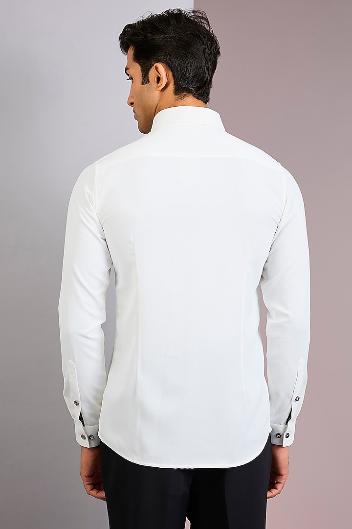 White Cotton Party Wear Shirt by Abkasa at Pernia's Pop Up Shop