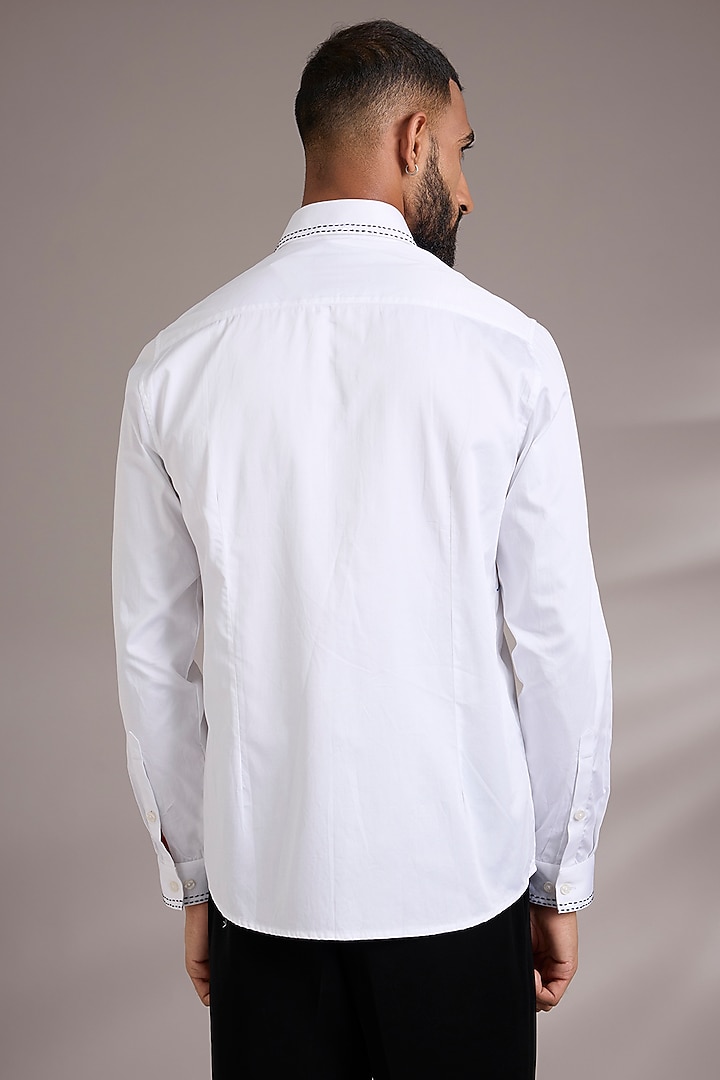 White Cotton Party Wear Shirt by Abkasa at Pernia's Pop Up Shop