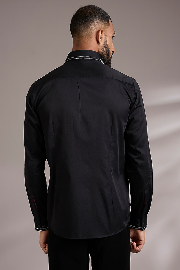 Black Cotton Party Wear Shirt by Abkasa at Pernia's Pop Up Shop