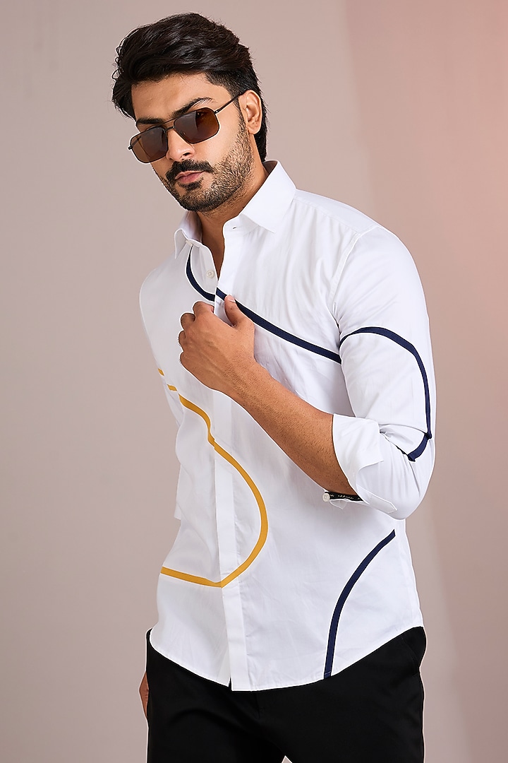 White Cotton Party Wear Shirt by Abkasa at Pernia's Pop Up Shop