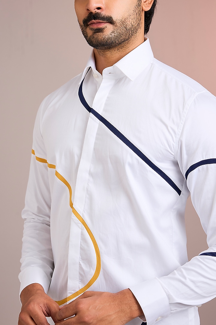 White Cotton Party Wear Shirt by Abkasa at Pernia's Pop Up Shop