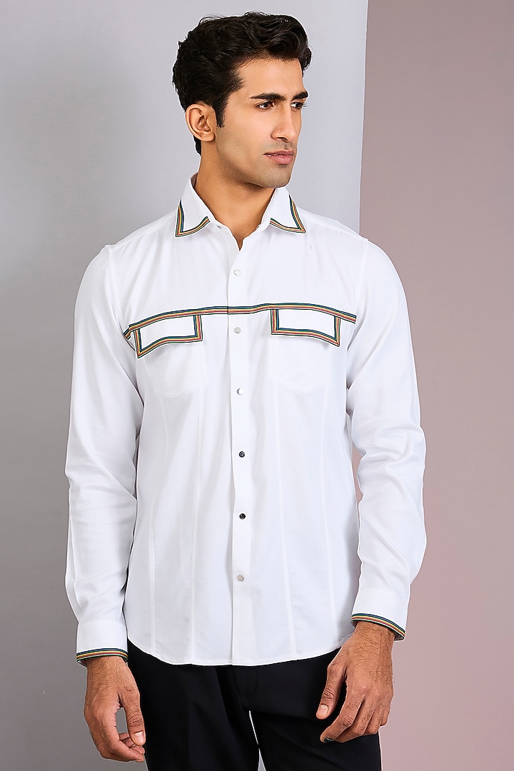 White Cotton Summer Shirt by Abkasa at Pernia's Pop Up Shop