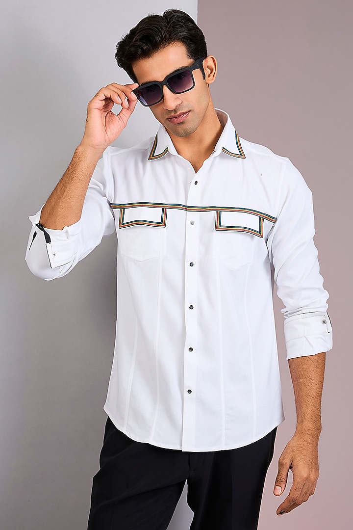 White Cotton Summer Shirt by Abkasa at Pernia's Pop Up Shop