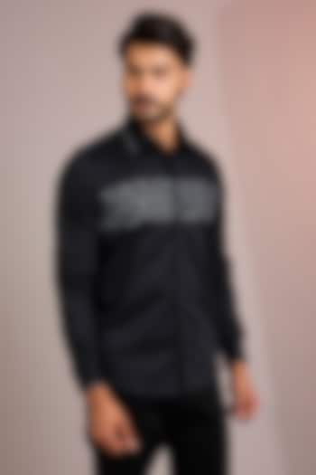 Black Cotton Party Wear Shirt by Abkasa at Pernia's Pop Up Shop