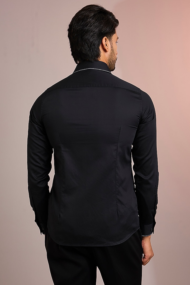 Black Cotton Party Wear Shirt by Abkasa at Pernia's Pop Up Shop