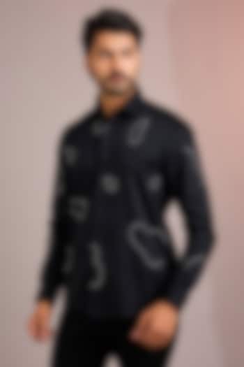 Black Cotton Party Wear Shirt by Abkasa at Pernia's Pop Up Shop
