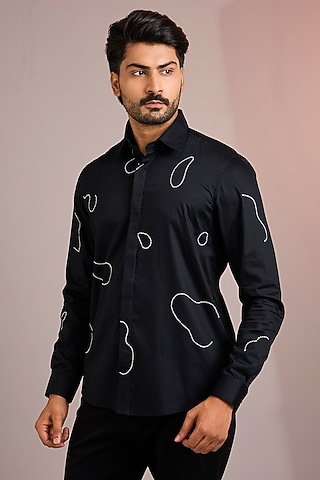 Black Cotton Shirt by Abkasa