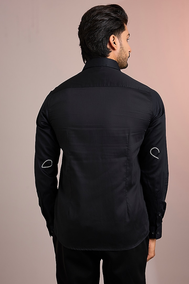 Black Cotton Party Wear Shirt by Abkasa at Pernia's Pop Up Shop