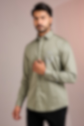 Light Green Cotton Party Wear Shirt by Abkasa at Pernia's Pop Up Shop