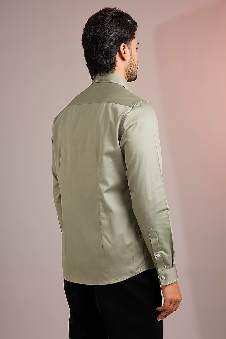 Light Green Cotton Party Wear Shirt by Abkasa at Pernia's Pop Up Shop