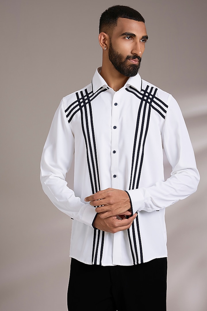 White Cotton Party Wear Shirt by Abkasa at Pernia's Pop Up Shop