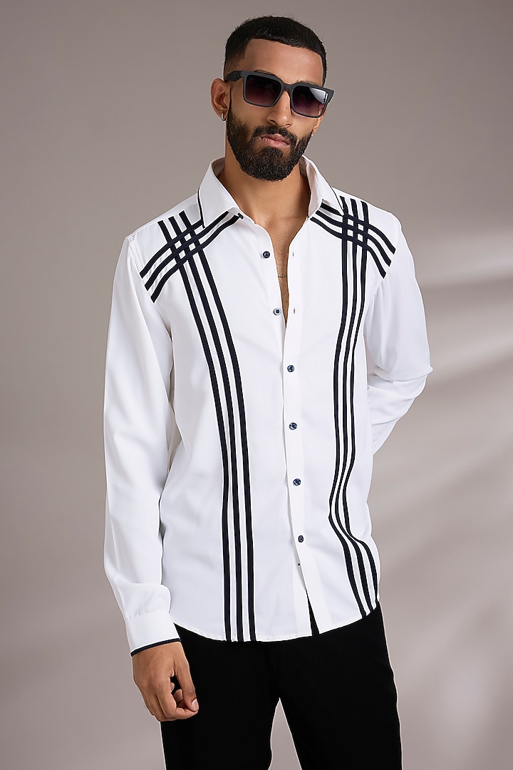 White Cotton Party Wear Shirt by Abkasa at Pernia's Pop Up Shop