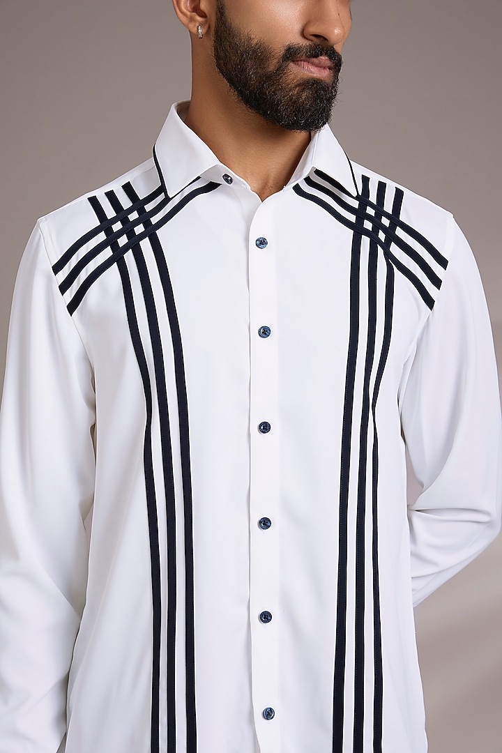 White Cotton Party Wear Shirt by Abkasa at Pernia's Pop Up Shop