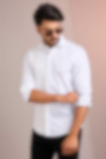 White Cotton Party Wear Shirt by Abkasa at Pernia's Pop Up Shop