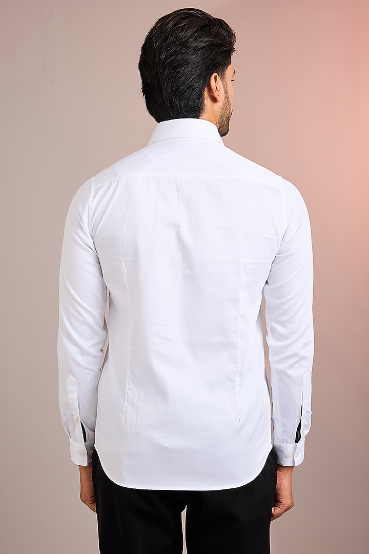 White Cotton Party Wear Shirt by Abkasa at Pernia's Pop Up Shop