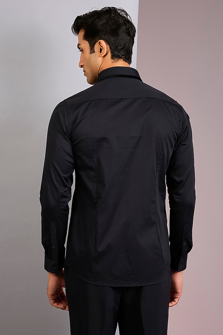 Black Cotton Party Wear Shirt by Abkasa at Pernia's Pop Up Shop