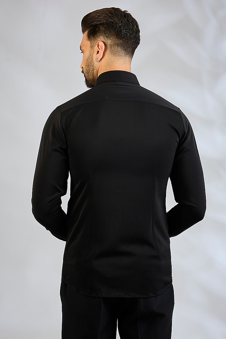 Black Cotton Party Wear Shirt by Abkasa at Pernia's Pop Up Shop