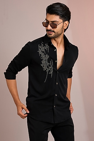 Black Cotton Shirt by Abkasa