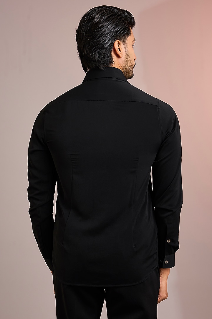 Black Cotton Party Wear Shirt by Abkasa at Pernia's Pop Up Shop