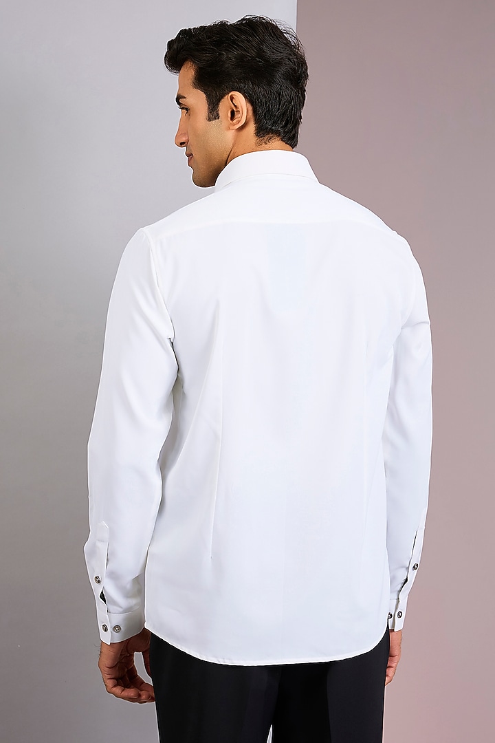 White Cotton Party Wear Shirt by Abkasa at Pernia's Pop Up Shop