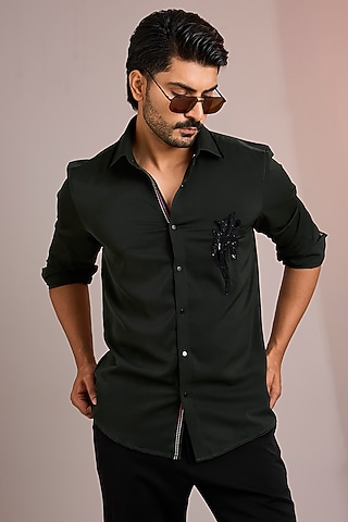 Green Cotton Shirt by Abkasa